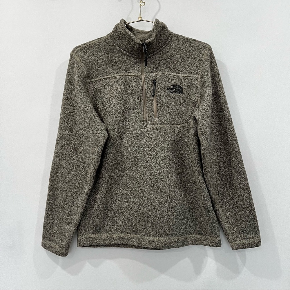 The North Face Men’s 1/4 Zip Pullover Fleece in Gray/Oatmeal Size Small